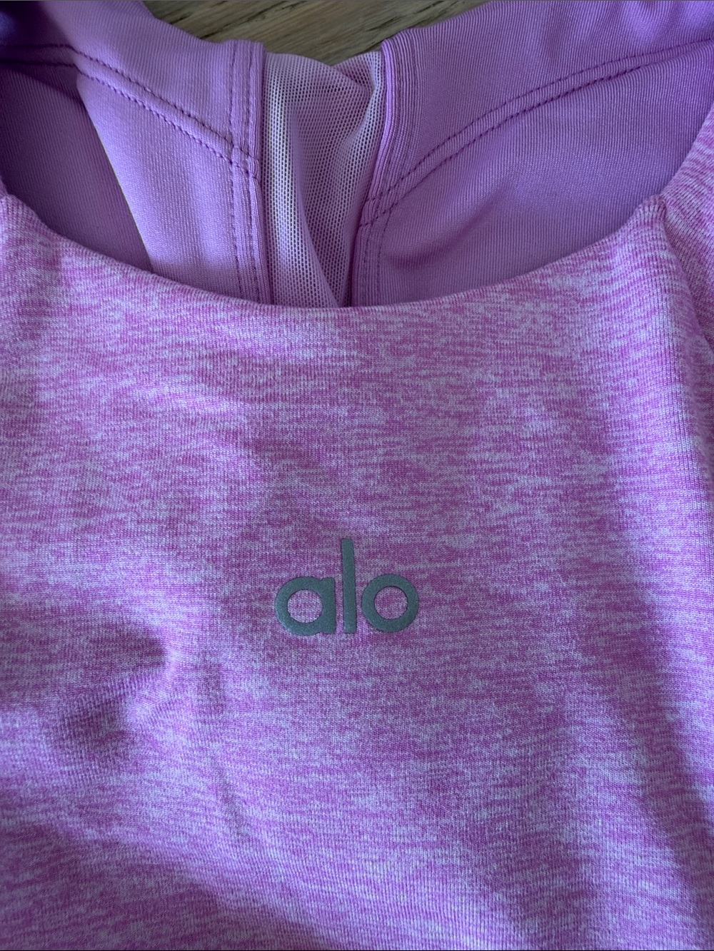 ALO Yoga Heathered Pink Slim-Strap Tank - Picture 3 of 5